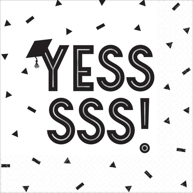 Confetti Grid Graduation Beverage Napkins, 36-pk Overhead_Flat