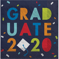 Navy Graduate 2020 Beverage Napkins, 36-pk Front_Flat