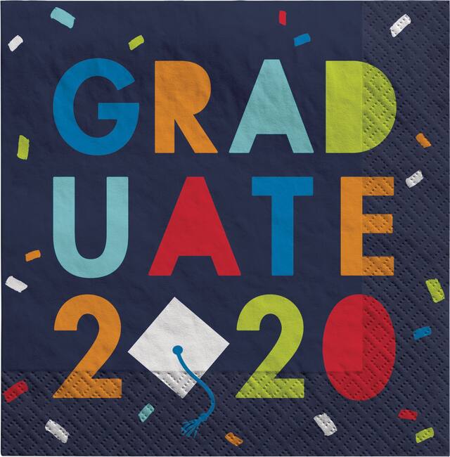 Navy Graduate 2020 Beverage Napkins, 36-pk Front_Flat