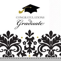 Black and White Grad Beverage Napkins, 36-pk Front_Flat