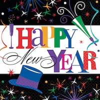 Ring in the Year New Year's Lunch Napkins, 125-pk Front_Flat