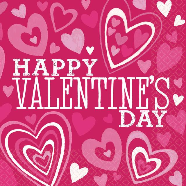 Bright Valentine's Day Lunch Napkins, 36-pk Front_Flat