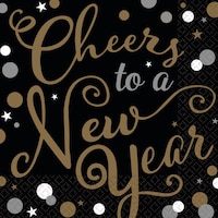 Bubbly Celebration Cheers to a New Year Lunch Napkins, 36-pk Front_Flat