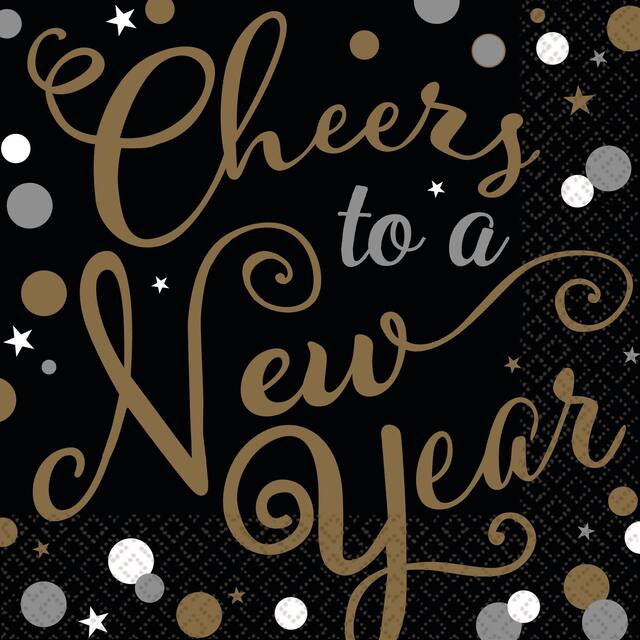 Bubbly Celebration Cheers to a New Year Lunch Napkins, 36-pk Front_Flat