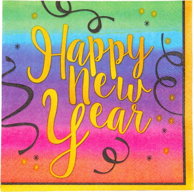 Colourful New Year's Lunch Napkins, 36-pk Front_Flat