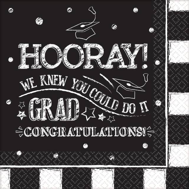 Serviettes de table Hooray Grad pour remise des diplômes, paq. 36 Front_Flat