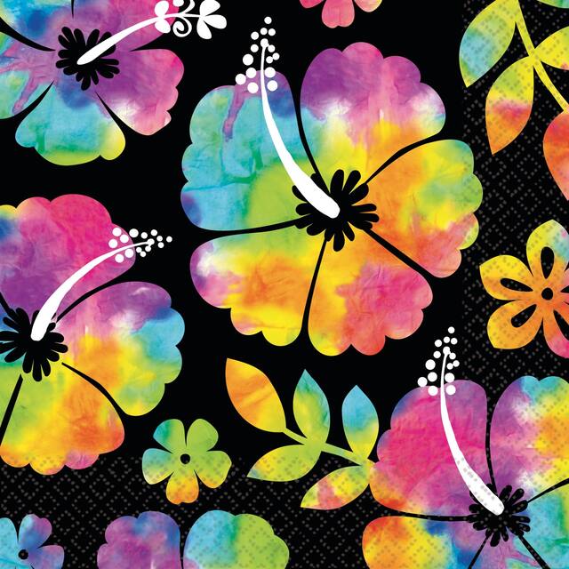 Neon Hibiscus Lunch Napkins, 36-pk Front_Flat