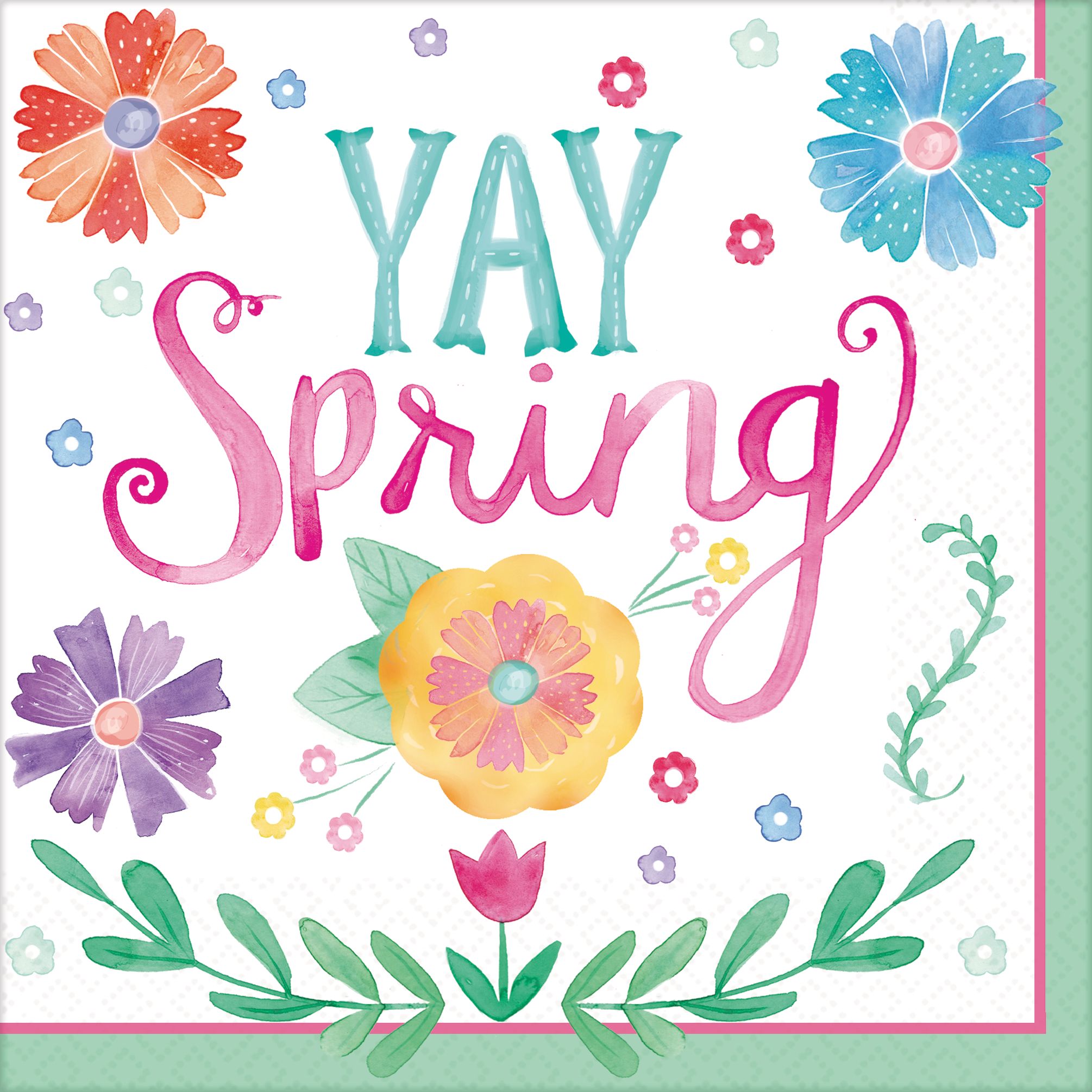 Watercolour Spring Lunch Napkins, 36-pk Front_Flat