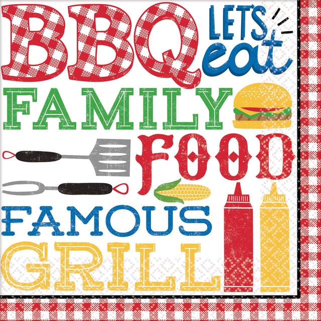 Serviettes de table Pique-nique Barbecue, paq. 36 Front_Flat