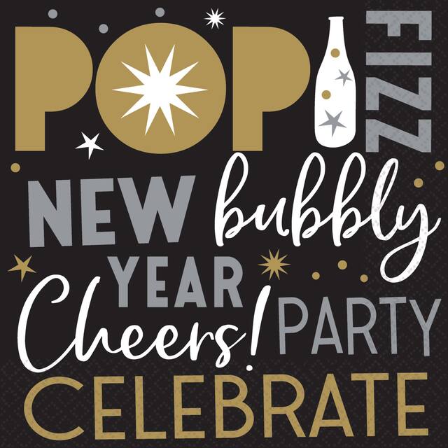 Serviettes de table Réveillon du jour de l'An, paq.125 Front_Flat