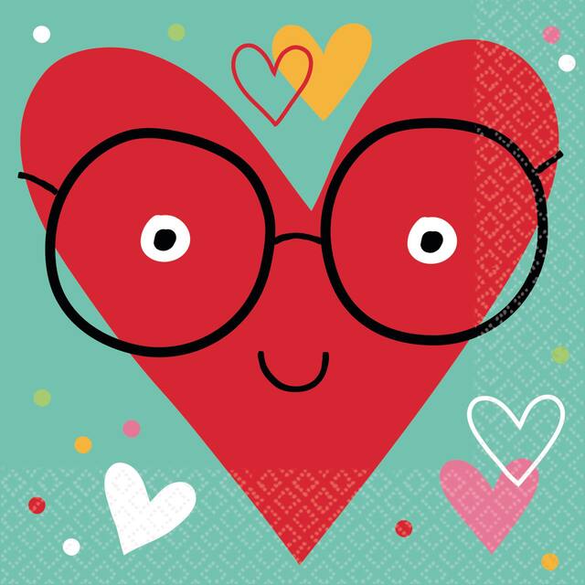 Serviettes de table Visage en forme de coeur, paq. 36 Overhead_Flat