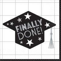 Serviettes de table Finally Done, remise de diplômes, motif quadrillé, paq. 36 Front_Flat