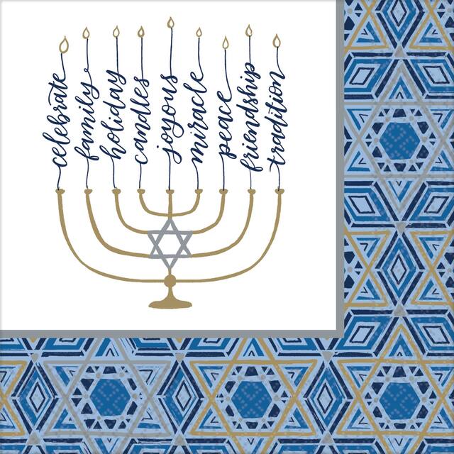 Serviettes de table en papier Fête des lumières Hanoukka, paq. 36 Front_Flat