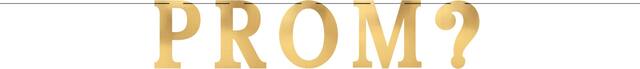 "Prom" Hanging Garland Banner Decoration, Gold, 14.5-in, for Graduation/Prom Front_Flat