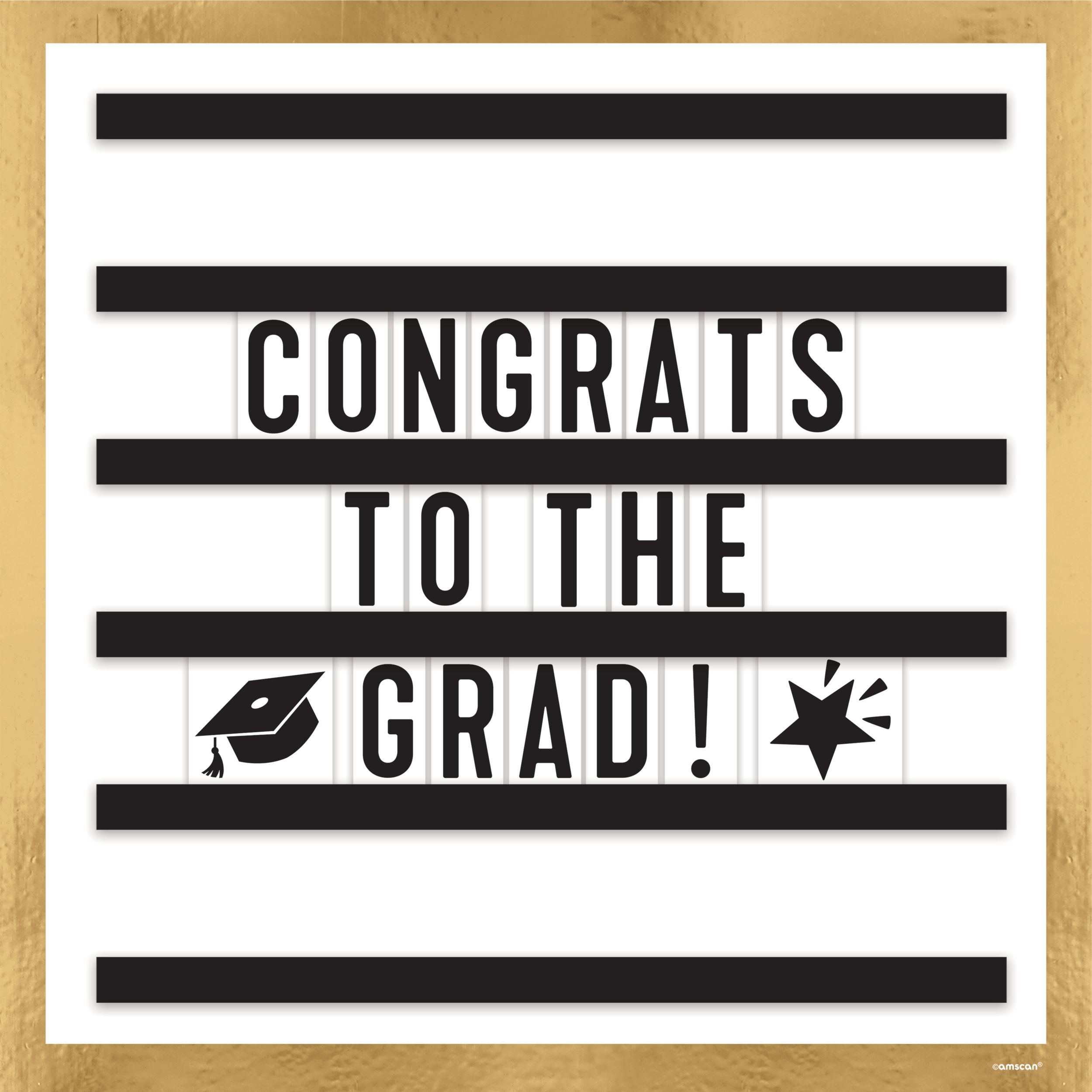 DIY Customizable Message Board Sign Decoration, Black/White, 15-in, for Graduation Front_Flat