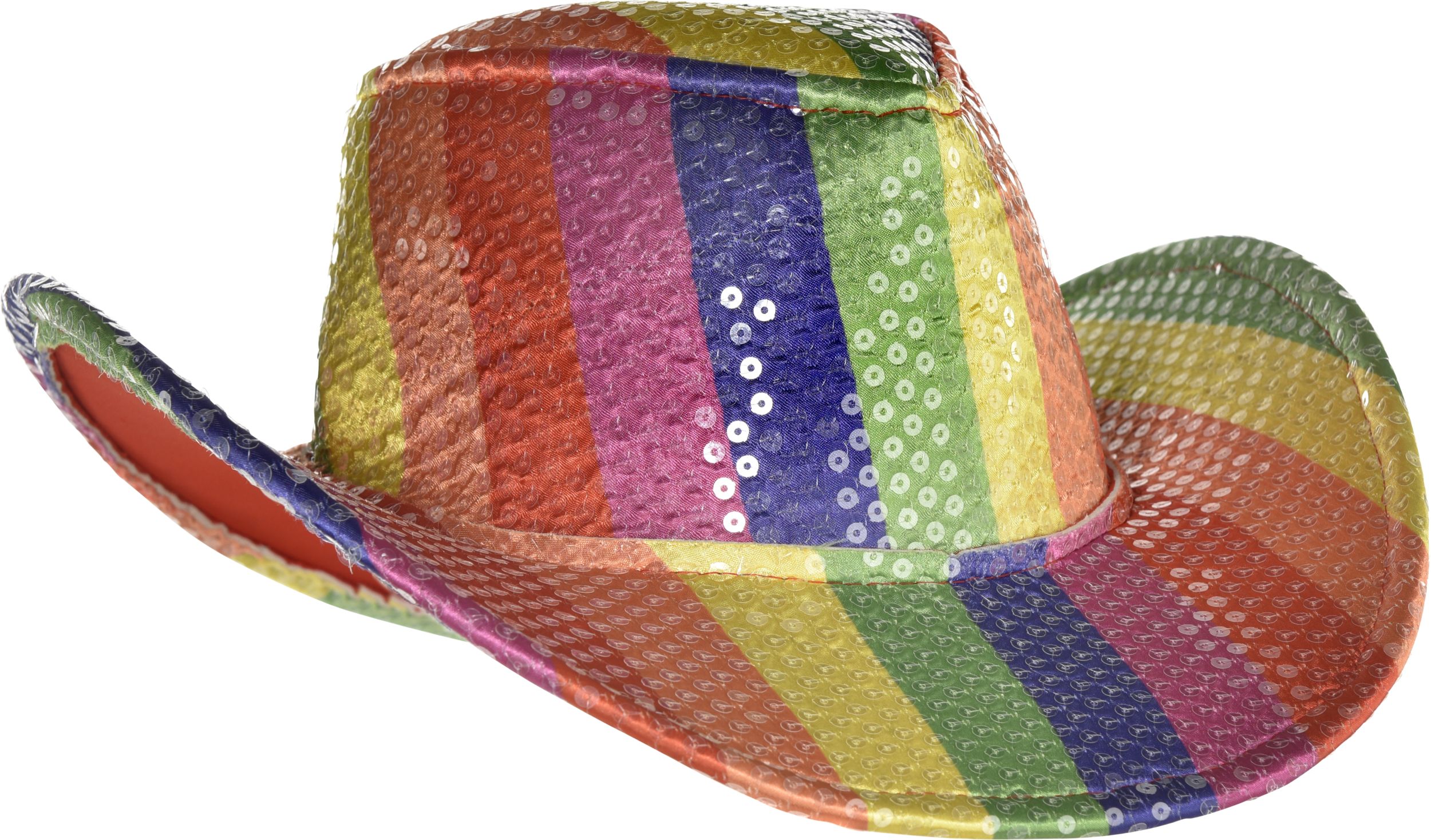 Chapeau de cowboy arc-en-ciel à paillettes Front_Angled_Right