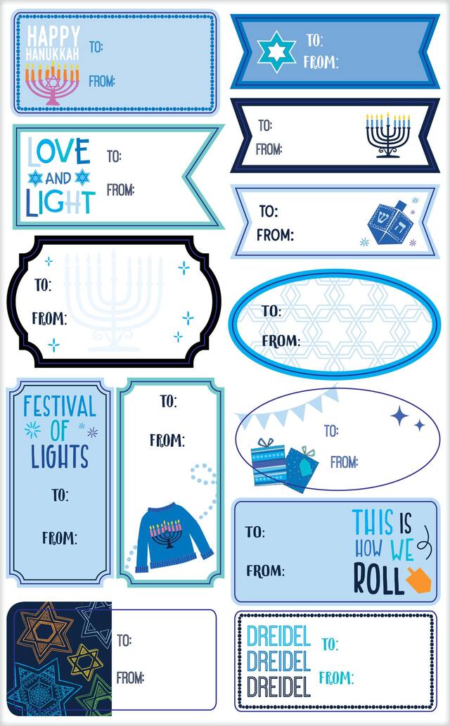 Hanukkah Adhesive Gift Tags, 156-pk Front_Flat