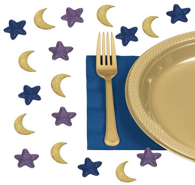 Glitter Star Eid Table Scatter, 32-pk Overhead_Plunge