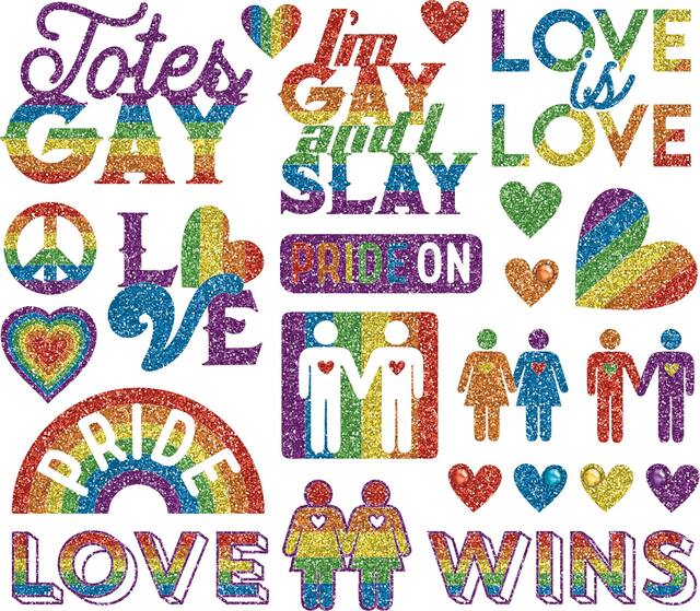 Totes Gay Glitter Body Jewellery Wearable Stickers, Multi-Coloured, 20-pk, for Pride Body Jewellery Front_Flat