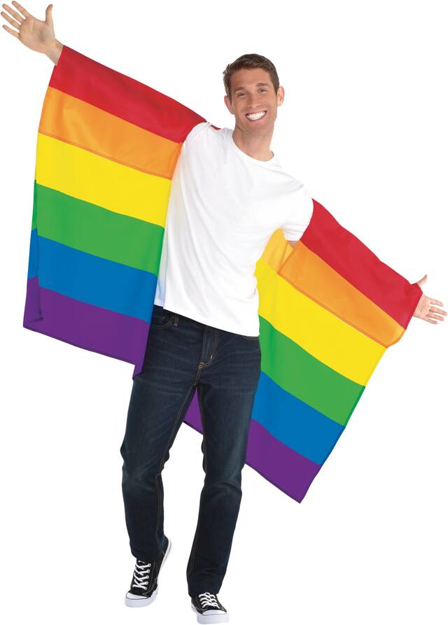 Adult Rainbow Body Flag Costume, Multi-Coloured, One Size, for Pride Front_Flat