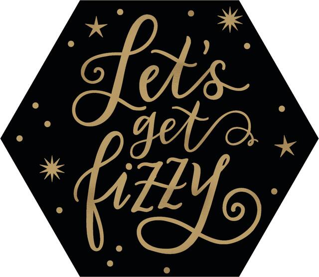 Black Gold Let's Get Fizzy Hexagon Coasters, 18-pk Front_Flat