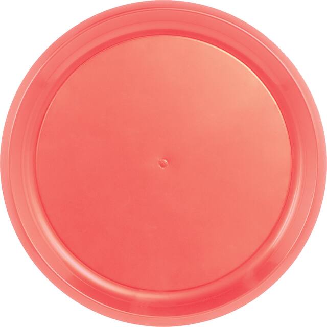 Plateau rond en plastique corail vif Overhead_Flat