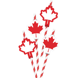 Pailles en papier feuille d'érable canadienne, paq. de 12 Front_Flat