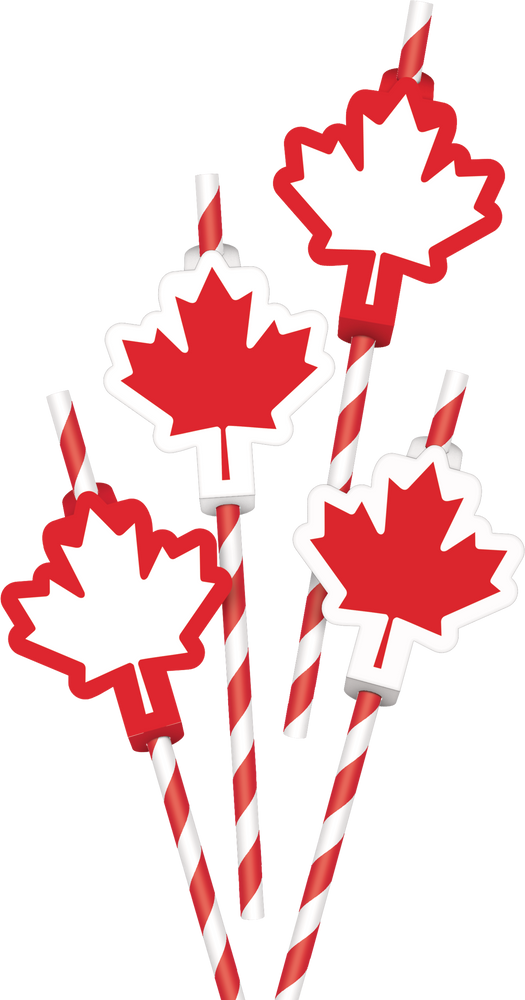 Canadian Maple Leaf Paper Straws, 12pk Canadian Tire