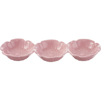 Pink Flower 3-Part Serving Bowl Front_Elevated
