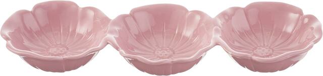 Pink Flower 3-Part Serving Bowl Front_Elevated