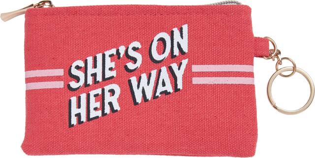 She's on Her Way Coin Purse Keychain Front_Flat