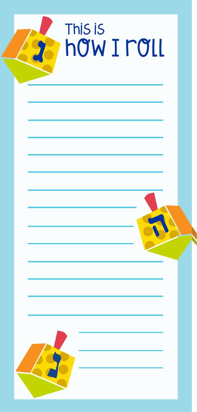How I Roll Dreidel Magnet List Pad Front_Flat