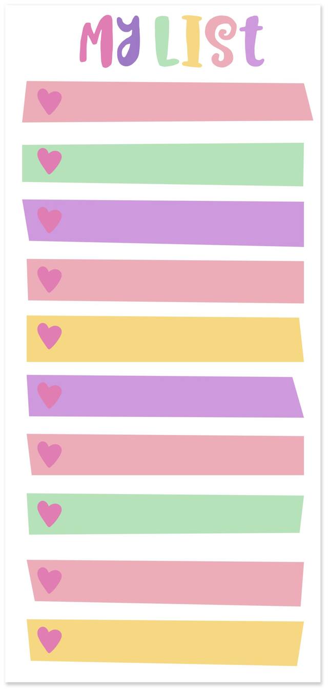 Pastel Hearts Magnet List Pad Front_Flat