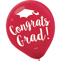 Ballons en latex ronds Congrats Grad, mauve/jaune/rouge/bleu/vert, 12 po, paq. 15, pour remise des diplômes