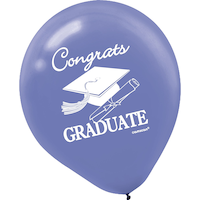 "Congrats Grad" Round Latex Balloons, Pink/Gold/Black, Polka Dot, 12-in, 15-pk, for Graduation Front_Flat