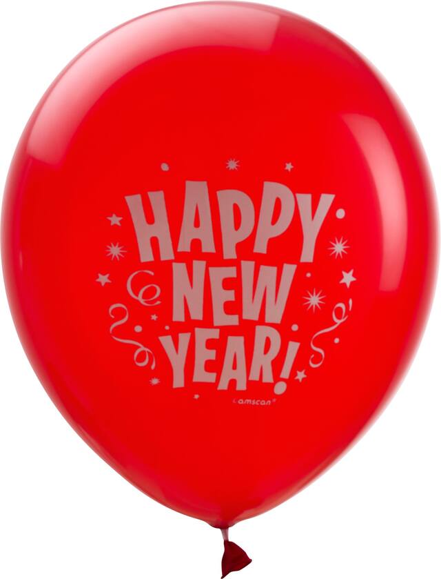 Primary Colour Happy New Year Balloons, 15-pk Front_Flat