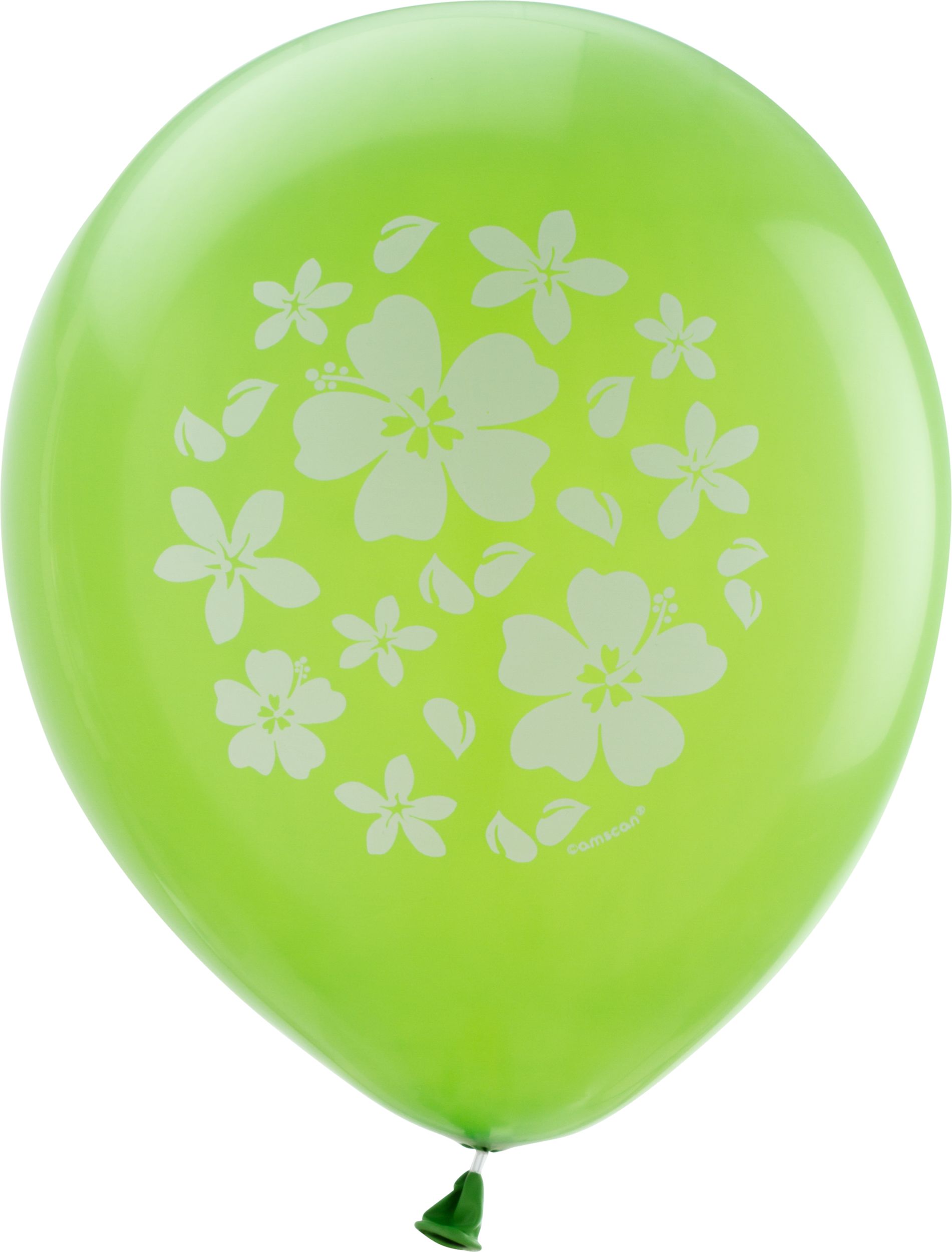Round Latex Balloons, Red/Blue/Green, Hibiscus Flower, 12-in, 15-pk, for Summer Party Front_Flat