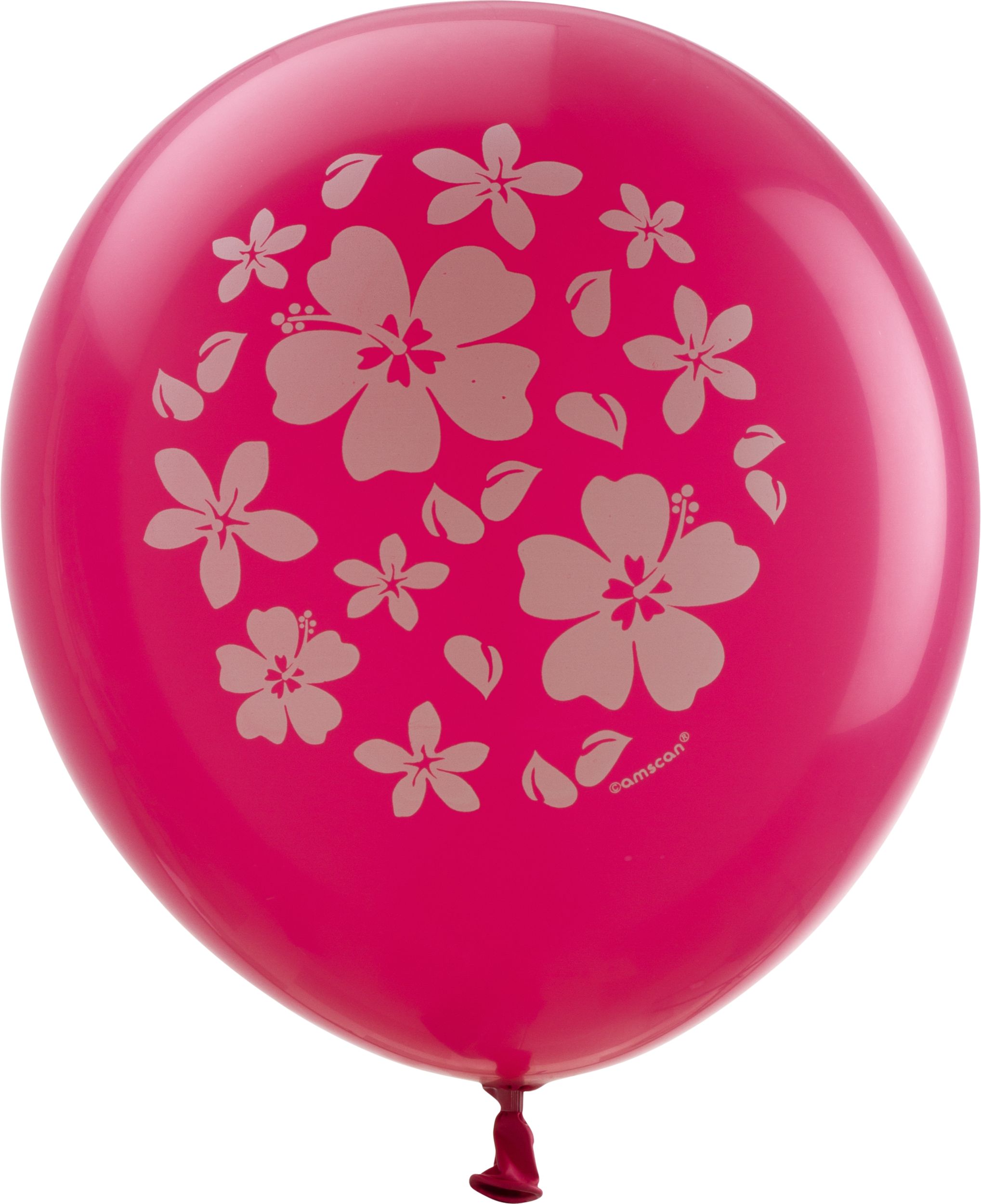Round Latex Balloons, Red/Blue/Green, Hibiscus Flower, 12-in, 15-pk, for Summer Party Front_Flat