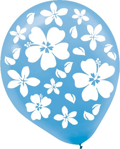 Round Latex Balloons, Red/Blue/Green, Hibiscus Flower, 12-in, 15-pk, for Summer Party Front_Flat