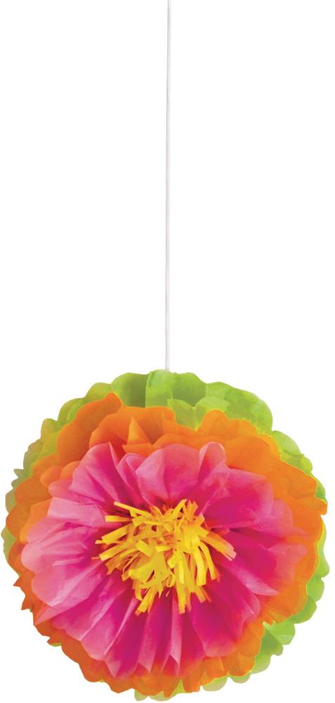Tropical Flower Tissue Pom Poms, 3pk Party City