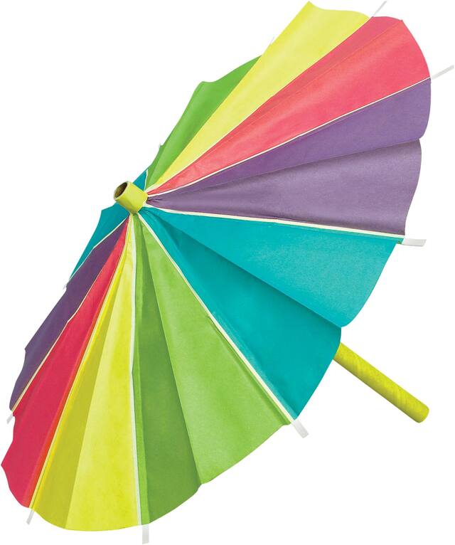 Decorative Umbrellas, Multi-Coloured, 15-in, 3-pk, for Summer Party Front_Angled_Left
