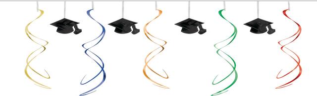 Guirlande remise des diplômes à spirales multicolores Front_Flat