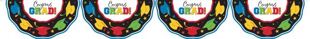 "Congrats Grad" Hanging Garland Banner Decoration, Multi-Coloured, 11-ft, for Graduation Front_Flat