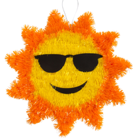 Sun Tinsel Hanging Sign Decoration, Yellow/Orange, 12-in, for Summer Party Front_Flat