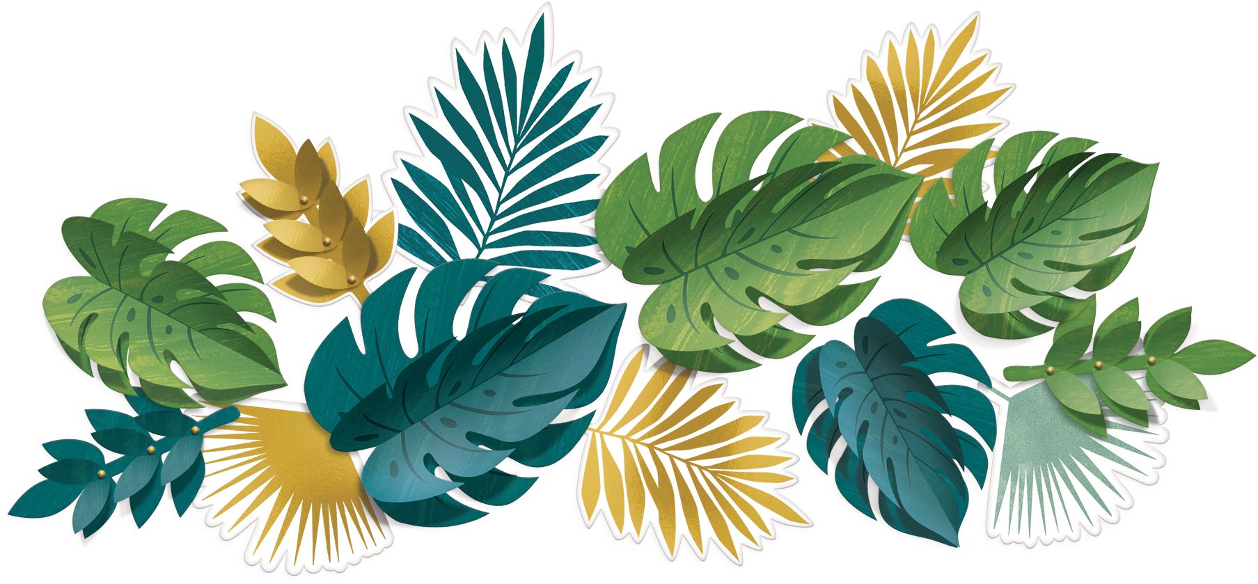 Key West Table & Wall Cutout Decorations, Blue/Green, 12-in, 13-pk, for Summer Party Front_Flat