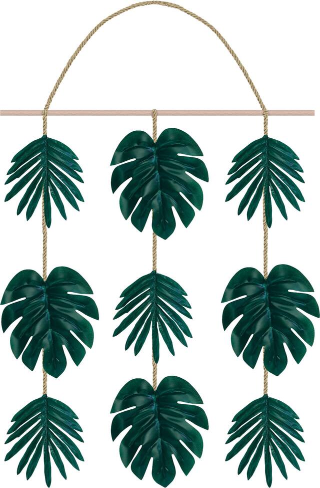 Palm Leaf Hanging Sign Decorations, Green, 20-in, for Summer Party Front_Flat