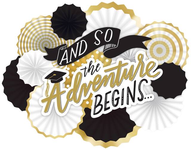 Kit déco. éventail en papier The Adventure Begins, paq. 14 Front_Flat