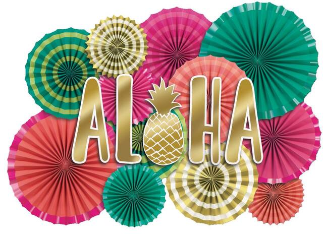 Décoration Éventail en Papier Aloha, paq. 17 Front_Flat