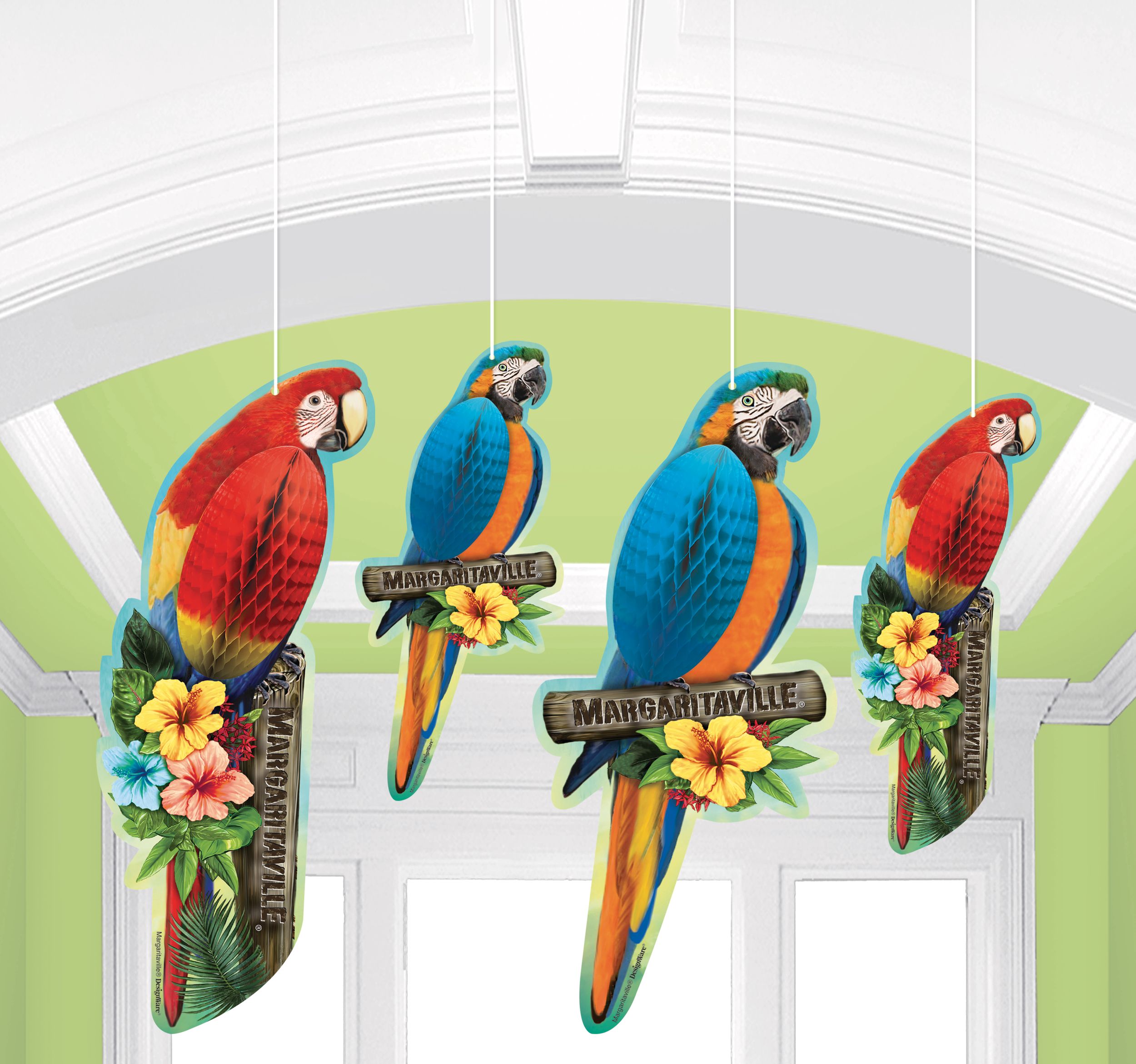 Margaritaville Honeycomb Parrots, 4-pc Front_Flat