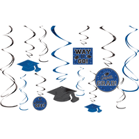 Graduation Swirl Decorations, 12-pc Front_Flat